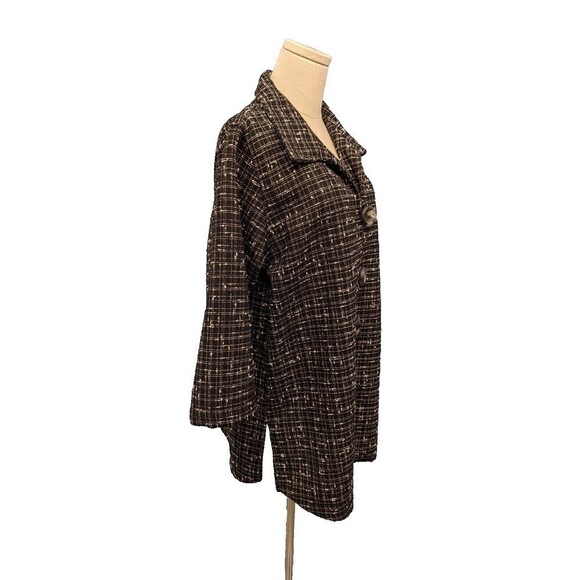 Caroline Rose‎ Boucle Tweed Crosshatch Front Big Buttons Vented Coat Jacket XL - Picture 5 of 10